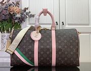 Louis Vuitton Keepall Bandoulière 45 Monogram Canvas With Pink Strap - 27 x 20 x 45 - 1