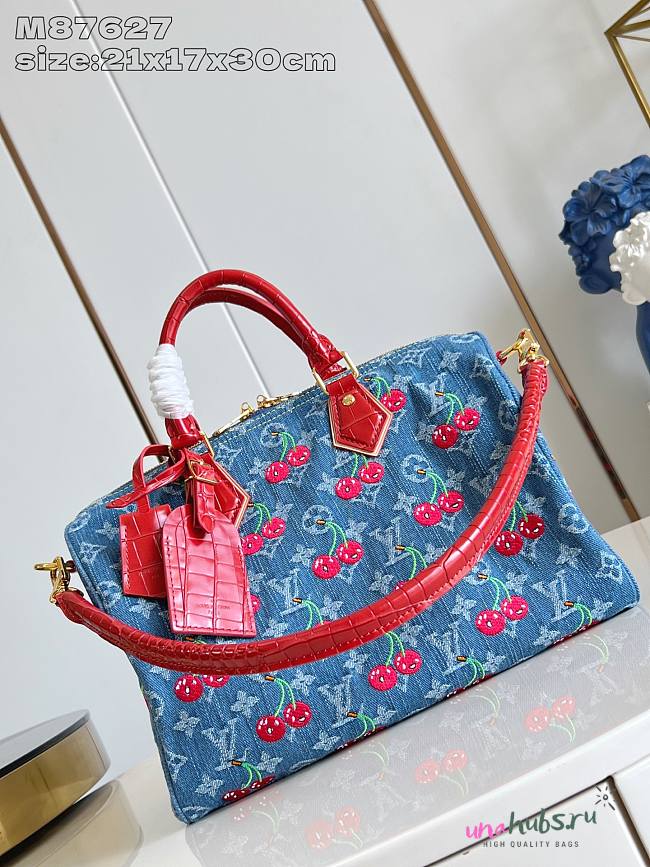 Louis Vuitton x Takashi Murakami Cherry Speedy 30 Denim Monogram Cerise - 21 x 17 x 30cm - 1