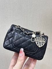 Chanel Nano Classic Double Flap Bag Charm Black Lambskin Leather - 12.5x5x8cm - 5