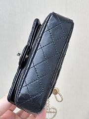 Chanel Nano Classic Double Flap Bag Charm Black Lambskin Leather - 12.5x5x8cm - 3