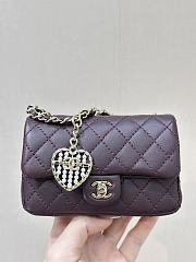 Chanel Nano Classic Double Flap Bag Charm Burgundy Lambskin Leather - 12.5x5x8cm - 1