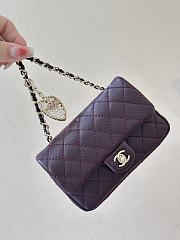 Chanel Nano Classic Double Flap Bag Charm Burgundy Lambskin Leather - 12.5x5x8cm - 5