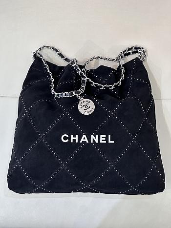 Chanel 22 Black Velvet Tote - 37/35/7cm