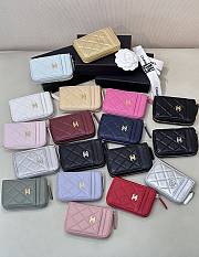 CHANEL Lambskin Quilted Zip Card Holder Black - 2