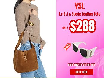 YSL Le 5 A & Suede Leather Tote - 23×22×8.5cm