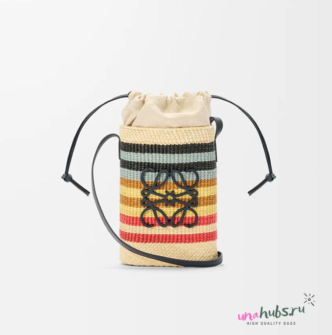 Loewe Square pocket in iraca palm and calfskin - 22.5x14x6cm - 1