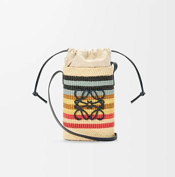 Loewe Square pocket in iraca palm and calfskin - 22.5x14x6cm