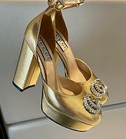Gucci Platform Pump With Double G in Metallic 16cm - 1