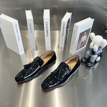 Christian Louboutin Black Patent Leather Dandelion Tassel Loafers