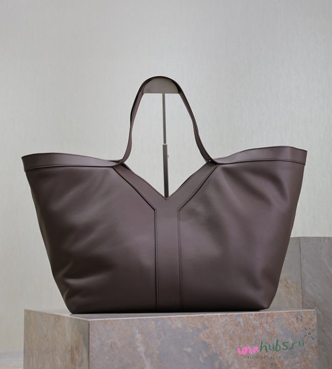 YSL Y tote in leather PURPLE BROWN -  37 X 32 X 27–22 CM - 1