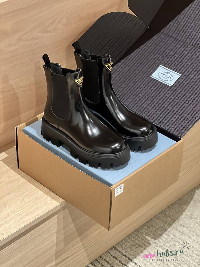 Prada Brushed leather booties Black - 1