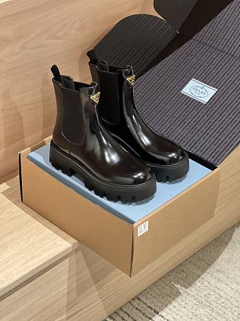 Prada Brushed leather booties Black