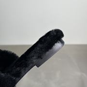 Hermes Oran Black Fur Sandals - 2