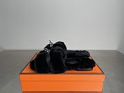 Hermes Oran Black Fur Sandals - 3