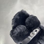 Hermes Oran Black Fur Sandals - 4