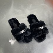 Hermes Oran Black Fur Sandals - 5