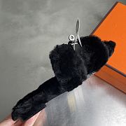 Hermes Oran Black Fur Sandals - 6
