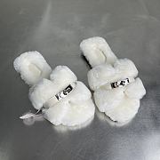 	 Hermes Oran White Fur Sandals - 4