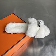 	 Hermes Oran White Fur Sandals - 2
