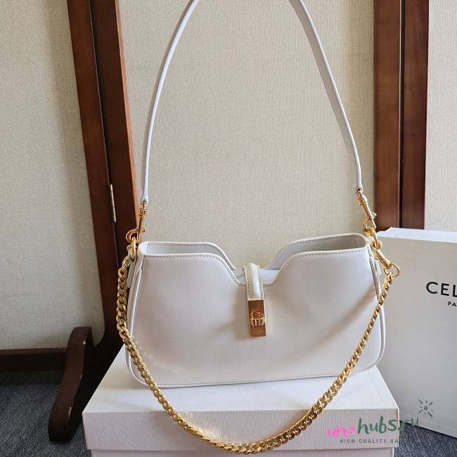 Celine Shoulder Camille 16 Soft Smooth Calfskin White 27x15x4cm - 1