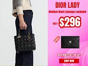 	 Dior Lady Medium Black Cannage Lambskin - 24 x 20 x 12 cm - 1