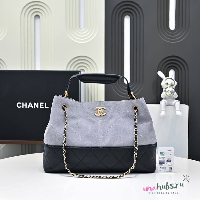 Chanel Suede Black & Grey Tote 36x11.5x32cm - 1