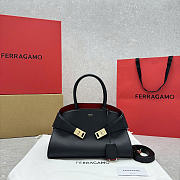 Ferragamo Hug Tote Bag Black Red 31.5x19x22cm - 1