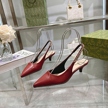 Gucci Signoria Slingback Pump Red Leather Heel 4.5cm