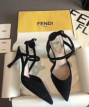 Fendi Black Lace Colibri Lite Slingback Pumps 8.5cm - 1