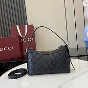 Gucci Small Emblem Shoulder Bag Black 22x14x8cm - 4