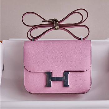 Hermes Constance Bag Pink Silver Epsom 19cm