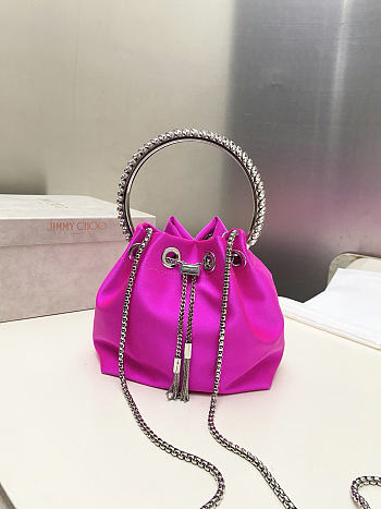 Jimmy Choo Bon Bon Crystal Satin Pink Bag 16x15x9.5cm