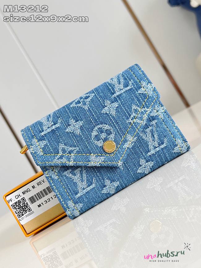Louis Vuitton Wallet Denim Blue 12x9x2cm - 1