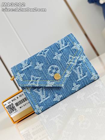 Louis Vuitton Wallet Denim Blue 12x9x2cm