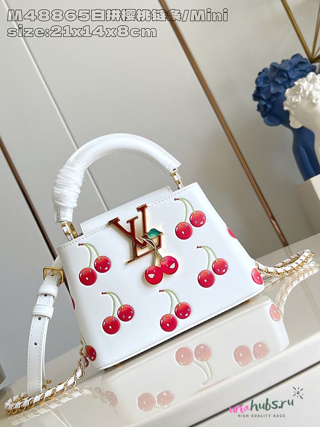 Louis Vuitton LV Mini Capucines White Cherry 21cm - 1
