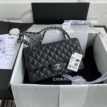 Chanel Medium Flap Bag Black Caviar Silver 25cm