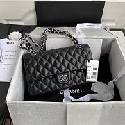 Chanel Medium Flap Bag Black Lambskin Silver 25cm - 1
