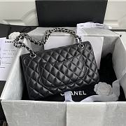 Chanel Medium Flap Bag Black Lambskin Silver 25cm - 3