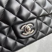 Chanel Medium Flap Bag Black Lambskin Silver 25cm - 5
