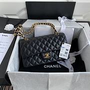 Chanel Medium Flap Bag Black Lambkin Gold 25cm - 1