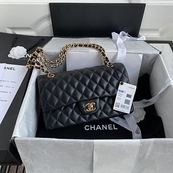 Chanel Medium Flap Bag Black Lambkin Gold 25cm