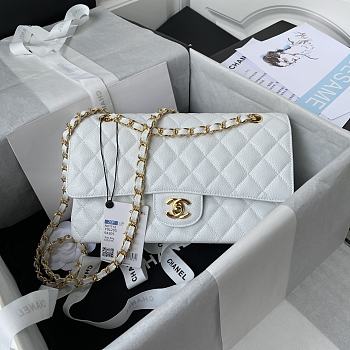 Chanel Medium Flap Bag White Caviar Gold 25cm