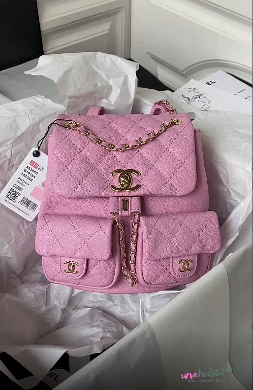 Chanel Backpack Caviar Pink Gold 21x20x12cm - 1