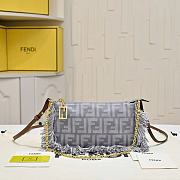 Fendi Baguette Pouch FF Jacquard Chain Clutch Blue Denim 20x13x3cm - 1
