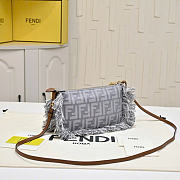 Fendi Baguette Pouch FF Jacquard Chain Clutch Blue Denim 20x13x3cm - 2