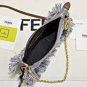 Fendi Baguette Pouch FF Jacquard Chain Clutch Blue Denim 20x13x3cm - 3