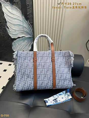 Fendi Summer Tote Blue denim 37x29x16cm