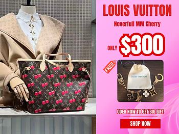 Louis Vuitton Neverfull MM Cherry - 28x14x31cm