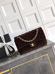 Chanel Flap Bag Brown Velvet 25cm - 1