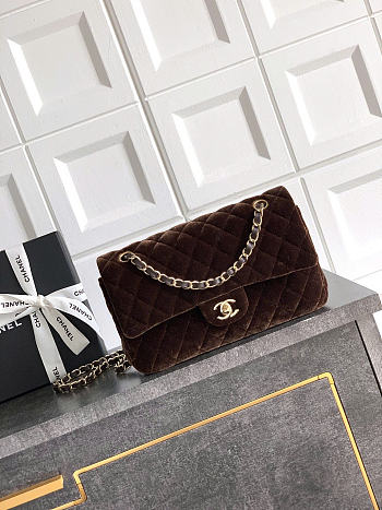 Chanel Flap Bag Brown Velvet 25cm